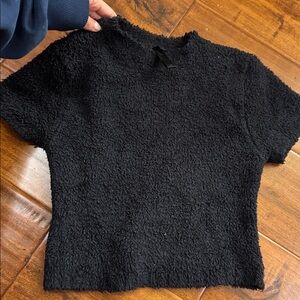 SKIMS Black Fuzzy Crop Top